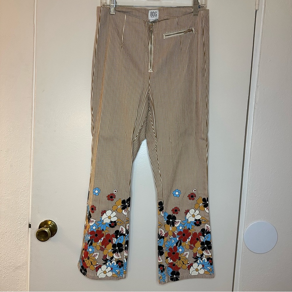 Urban outfitters BDG Tan striped floral motif pants size 29